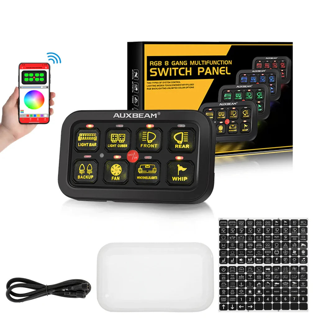 Auxbeam AR Series Switch Panel with App Control â 8 Gang