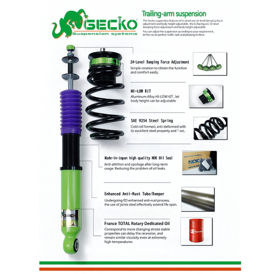 Gecko Racing 24-Way Adjustable Coilovers Kit for Volkswagen Virtus/Taigun
