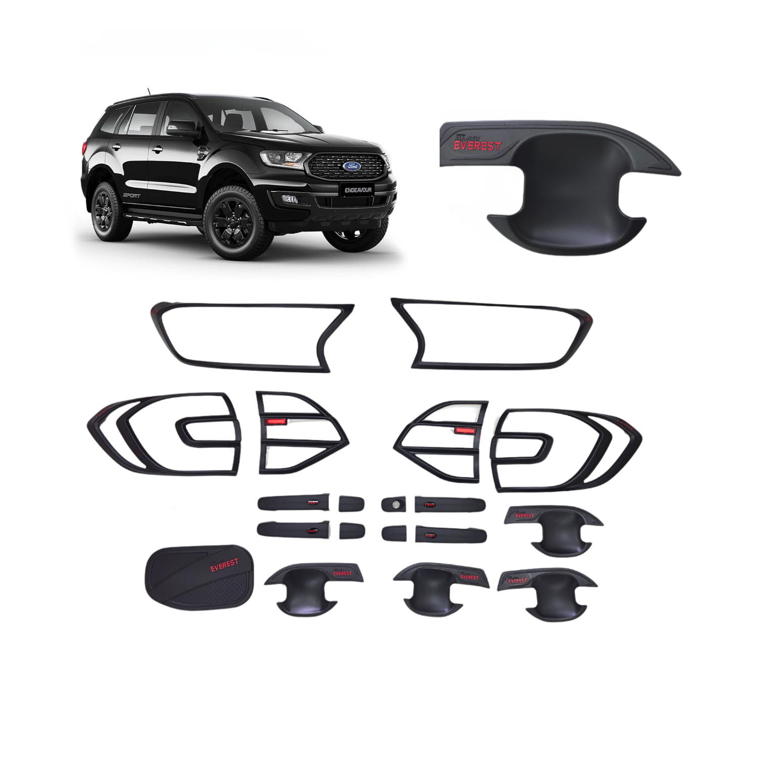 Ford Endeavour Matte Black Combo Kit (Set of 5 Items)